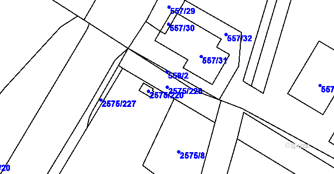 Parcela st. 2575/226 v KÚ Kyje, Katastrální mapa