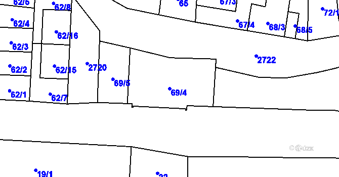 Parcela st. 69/4 v KÚ Kyje, Katastrální mapa
