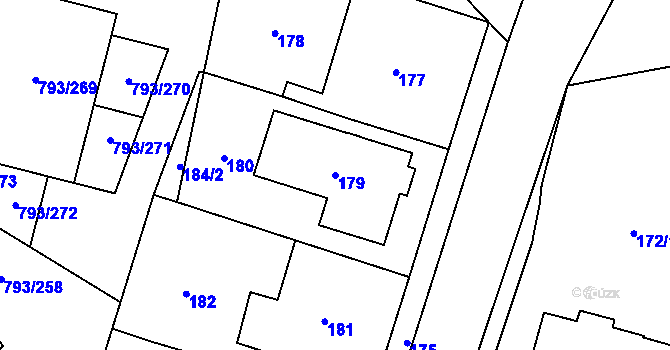 Parcela st. 179 v KÚ Kyje, Katastrální mapa