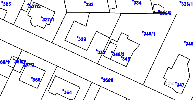 Parcela st. 330 v KÚ Kyje, Katastrální mapa