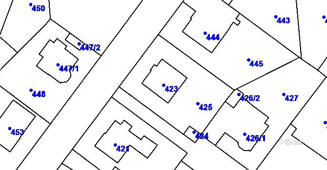 Parcela st. 423 v KÚ Kyje, Katastrální mapa