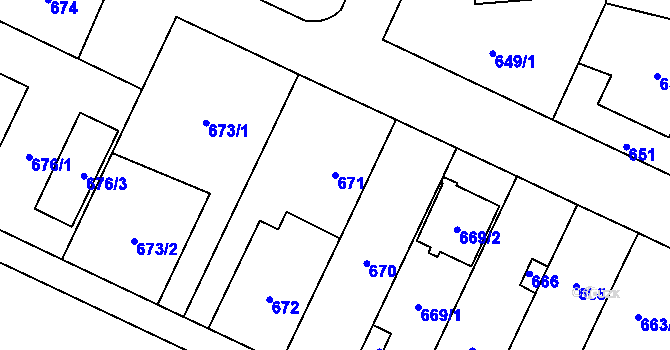 Parcela st. 671 v KÚ Kyje, Katastrální mapa
