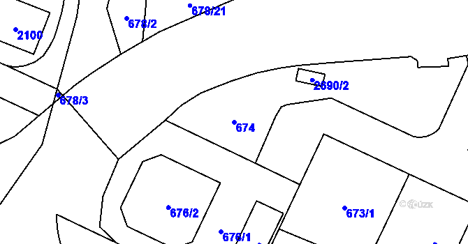 Parcela st. 674 v KÚ Kyje, Katastrální mapa