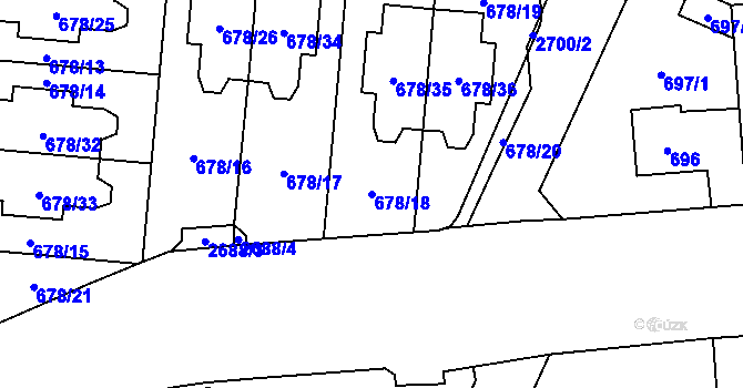 Parcela st. 678/18 v KÚ Kyje, Katastrální mapa