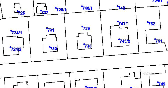 Parcela st. 738 v KÚ Kyje, Katastrální mapa