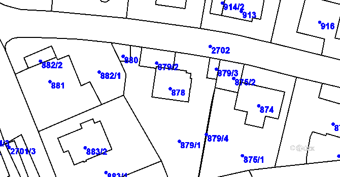 Parcela st. 878 v KÚ Kyje, Katastrální mapa