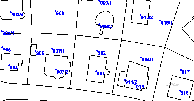 Parcela st. 912 v KÚ Kyje, Katastrální mapa