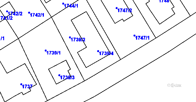 Parcela st. 1739/4 v KÚ Kyje, Katastrální mapa
