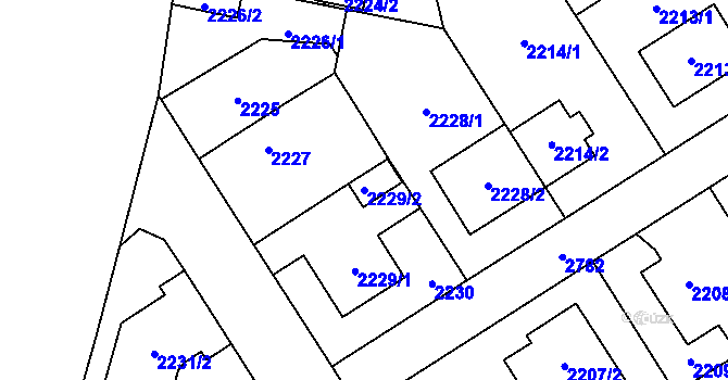 Parcela st. 2229/2 v KÚ Kyje, Katastrální mapa