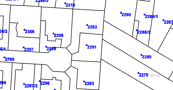Parcela st. 2291 v KÚ Kyje, Katastrální mapa