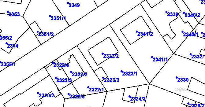 Parcela st. 2323/2 v KÚ Kyje, Katastrální mapa