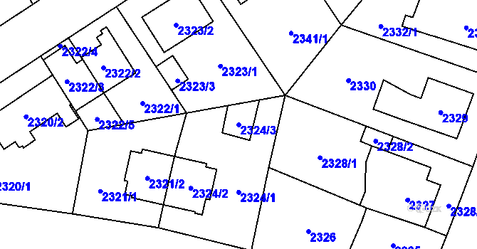 Parcela st. 2324/3 v KÚ Kyje, Katastrální mapa