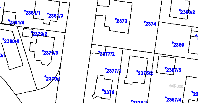 Parcela st. 2377/2 v KÚ Kyje, Katastrální mapa