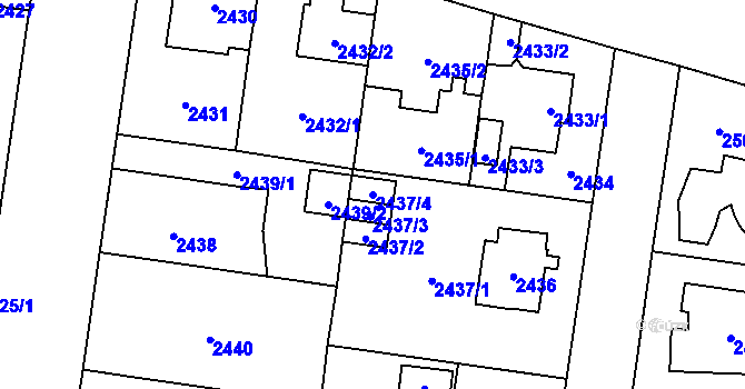 Parcela st. 2437/4 v KÚ Kyje, Katastrální mapa