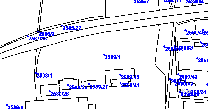 Parcela st. 2589/1 v KÚ Kyje, Katastrální mapa