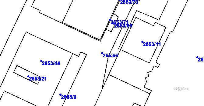 Parcela st. 2653/6 v KÚ Kyje, Katastrální mapa