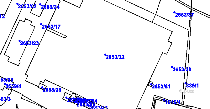 Parcela st. 2653/22 v KÚ Kyje, Katastrální mapa