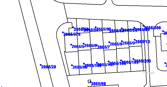 Parcela st. 2665/6 v KÚ Kyje, Katastrální mapa