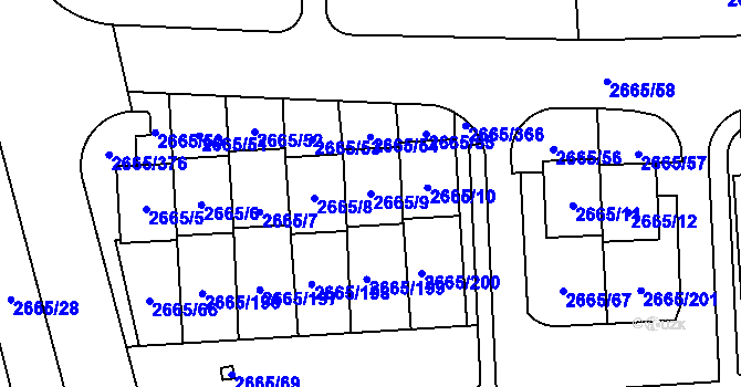 Parcela st. 2665/9 v KÚ Kyje, Katastrální mapa
