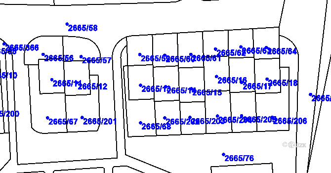 Parcela st. 2665/14 v KÚ Kyje, Katastrální mapa
