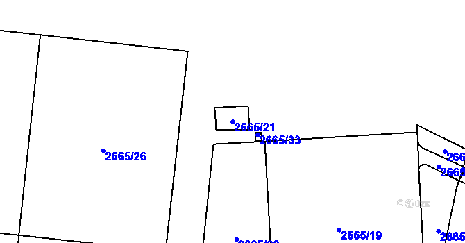 Parcela st. 2665/21 v KÚ Kyje, Katastrální mapa