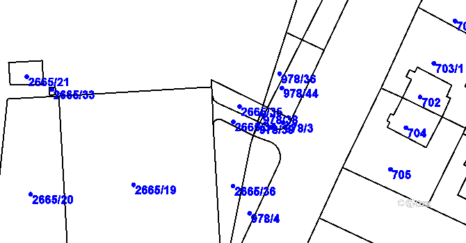 Parcela st. 2665/34 v KÚ Kyje, Katastrální mapa