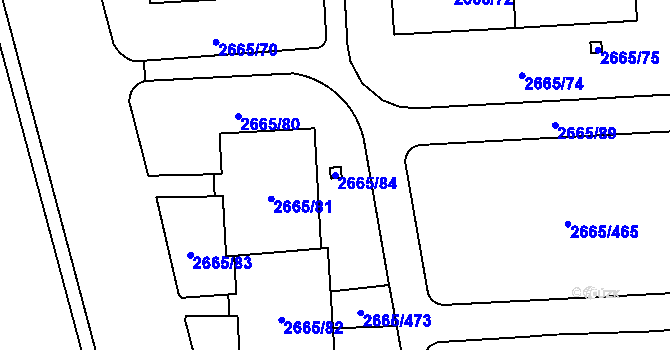 Parcela st. 2665/84 v KÚ Kyje, Katastrální mapa