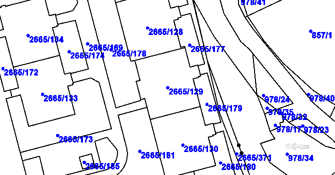 Parcela st. 2665/129 v KÚ Kyje, Katastrální mapa