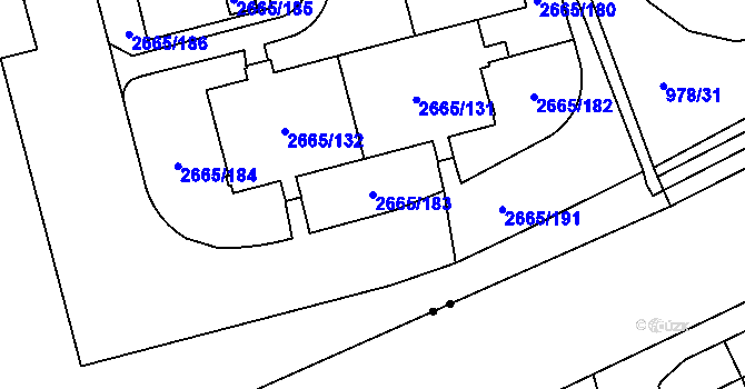 Parcela st. 2665/183 v KÚ Kyje, Katastrální mapa