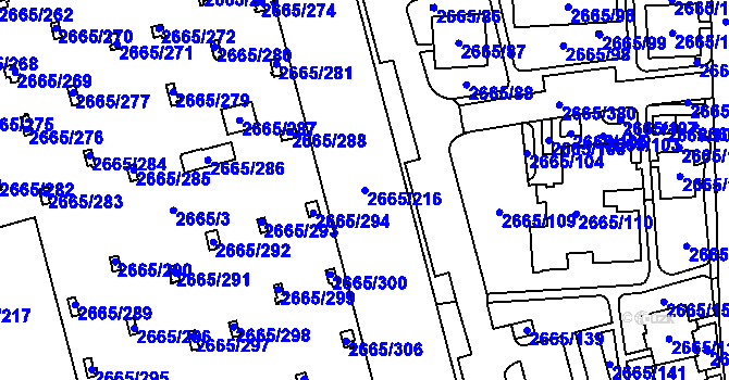 Parcela st. 2665/216 v KÚ Kyje, Katastrální mapa
