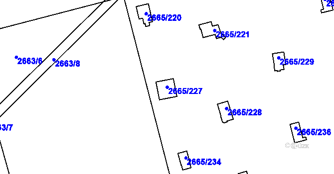 Parcela st. 2665/227 v KÚ Kyje, Katastrální mapa