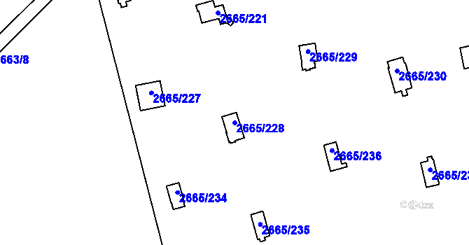 Parcela st. 2665/228 v KÚ Kyje, Katastrální mapa