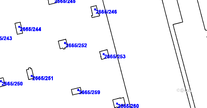 Parcela st. 2665/253 v KÚ Kyje, Katastrální mapa