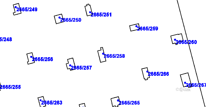 Parcela st. 2665/258 v KÚ Kyje, Katastrální mapa