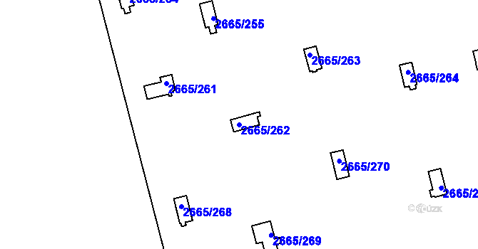 Parcela st. 2665/262 v KÚ Kyje, Katastrální mapa
