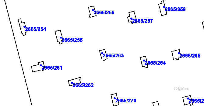 Parcela st. 2665/263 v KÚ Kyje, Katastrální mapa