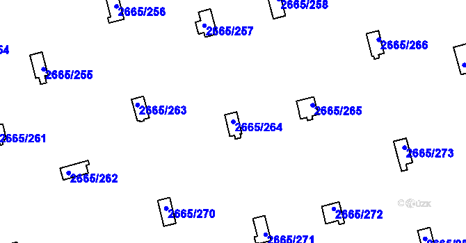 Parcela st. 2665/264 v KÚ Kyje, Katastrální mapa