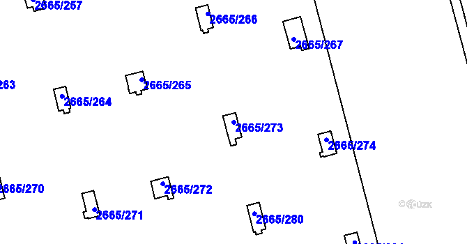 Parcela st. 2665/273 v KÚ Kyje, Katastrální mapa
