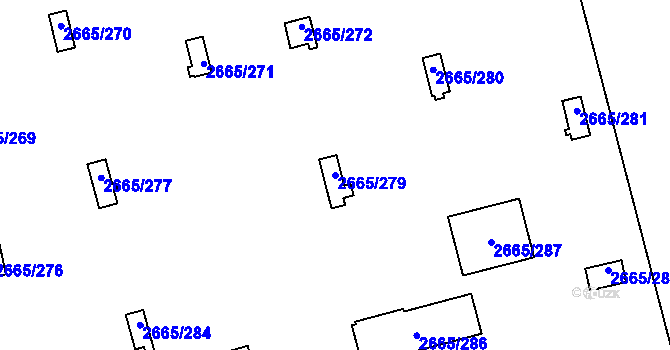 Parcela st. 2665/279 v KÚ Kyje, Katastrální mapa
