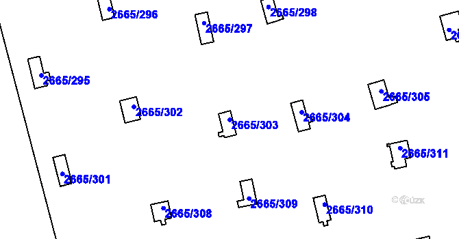 Parcela st. 2665/303 v KÚ Kyje, Katastrální mapa