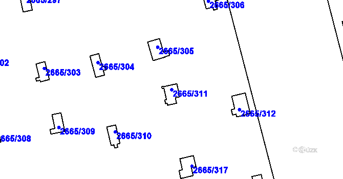 Parcela st. 2665/311 v KÚ Kyje, Katastrální mapa