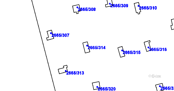 Parcela st. 2665/314 v KÚ Kyje, Katastrální mapa