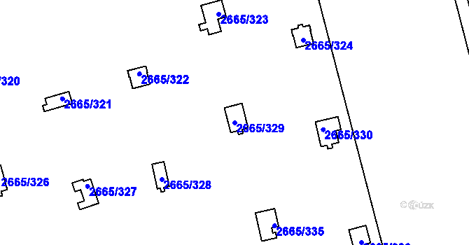 Parcela st. 2665/329 v KÚ Kyje, Katastrální mapa