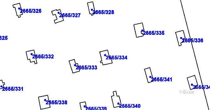 Parcela st. 2665/334 v KÚ Kyje, Katastrální mapa