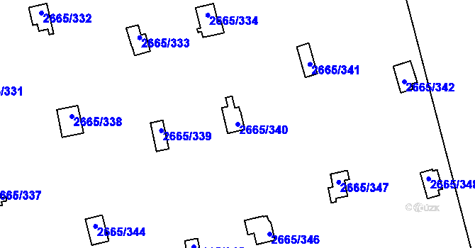 Parcela st. 2665/340 v KÚ Kyje, Katastrální mapa