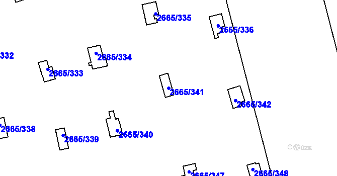 Parcela st. 2665/341 v KÚ Kyje, Katastrální mapa