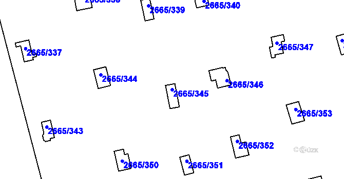 Parcela st. 2665/345 v KÚ Kyje, Katastrální mapa