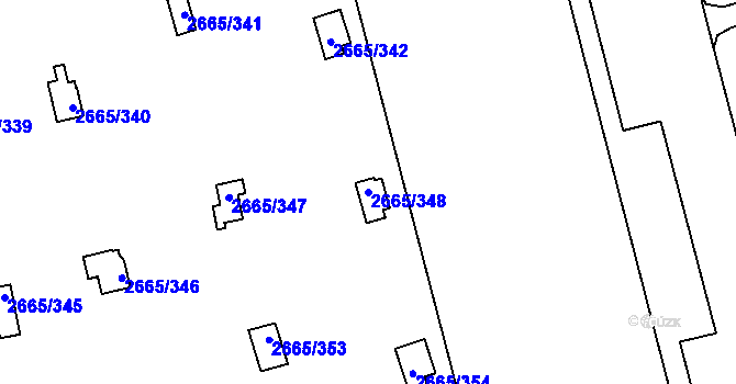 Parcela st. 2665/348 v KÚ Kyje, Katastrální mapa