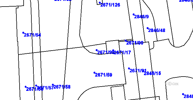 Parcela st. 2671/99 v KÚ Kyje, Katastrální mapa