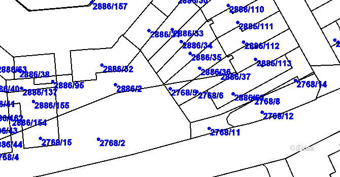 Parcela st. 2768/5 v KÚ Kyje, Katastrální mapa